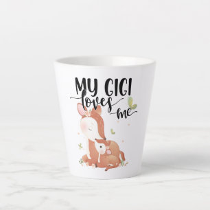 Tasse Latte Le cerf de bois Doe et le bébé Fawn Mon Gigi m'aim