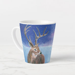 Tasse Latte Le Cerf rouge Cervus elaphus et paysage hivernal