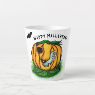 Tasse Latte Le Fantôme d'Halloween, Chauve-souris, Fantôme et 