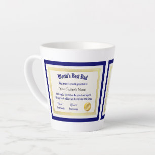 Tasse Latte Le meilleur certificat papa du monde Funny moderne