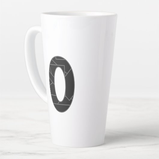 Tasse Latte Le nombre zéro (0) en noir (Angle gauche)