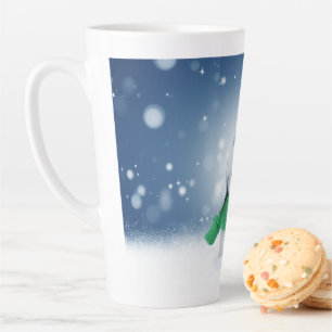 Tasse Latte Le personnage de bonhomme de neige de Noël adorabl