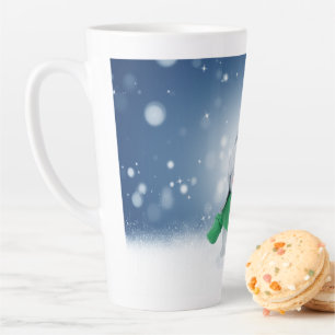 Tasse Latte Le personnage de bonhomme de neige de Noël adorabl