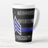 Tasse Latte Le sergent Stripes Mince Ligne Bleue Distressed Dr (Angle droit)