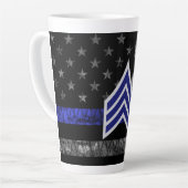 Tasse Latte Le sergent Stripes Mince Ligne Bleue Distressed Dr (Angle gauche)