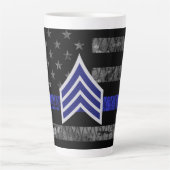 Tasse Latte Le sergent Stripes Mince Ligne Bleue Distressed Dr (Devant)