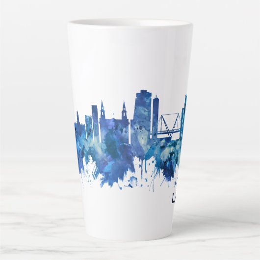 Tasse Latte Leeds England Skyline Blue (Devant)