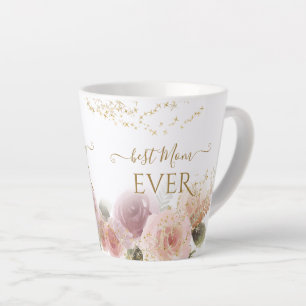 Tasse Latte L'Élégante Floral Meilleure Maman Parties scintill