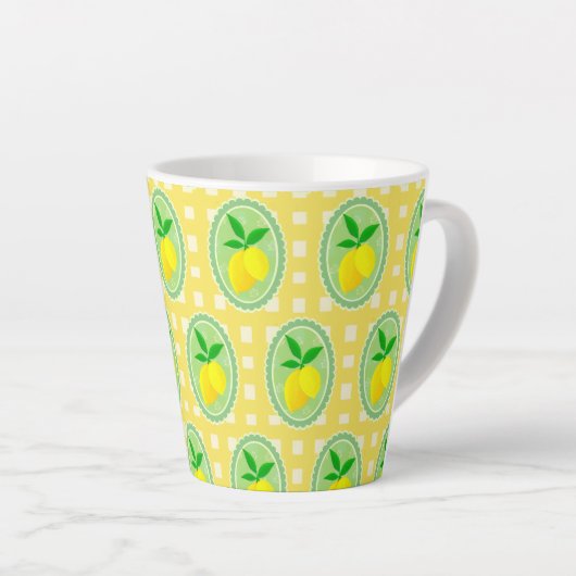Tasse Latte Lémon jaune rétro vert printemps (Angle droit)