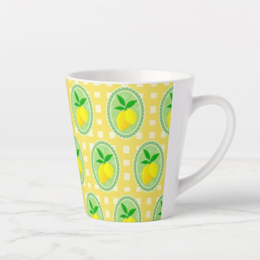 Tasse Latte Lémon jaune rétro vert printemps (Droite)
