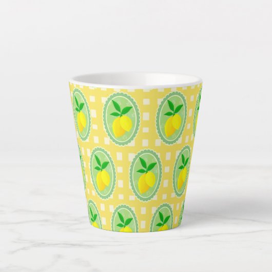Tasse Latte Lémon jaune rétro vert printemps (Devant)