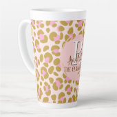 Tasse Latte Leopard Brown rose beige Personnalisé (Angle gauche)