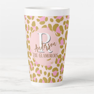 Tasse Latte Leopard Brown rose beige Personnalisé