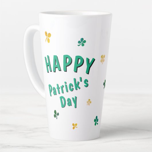 Tasse Latte Leprechaun Clover Shamrock Patrick's Day (Angle gauche)