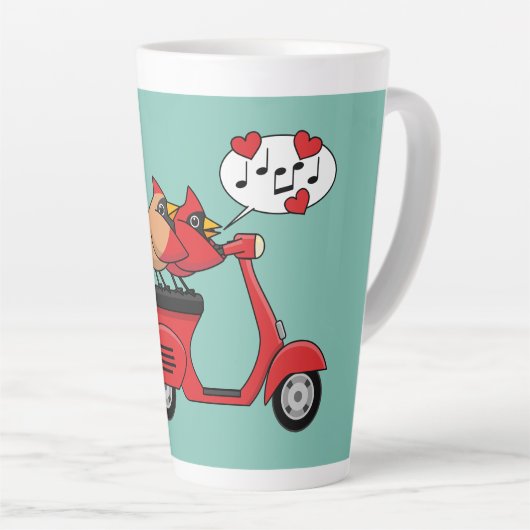 Tasse Latte Les amoureux du Cardinal Rouge sur Scooter (Angle droit)