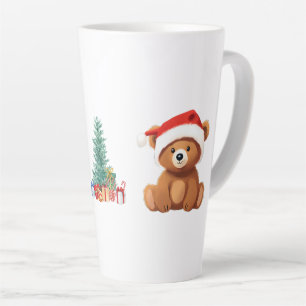 Tasse Latte Les animaux mignons hiver Ours Père Noël arbre de