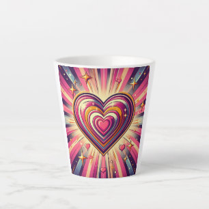 Tasse Latte les années 70 coeur pop art/Valentines