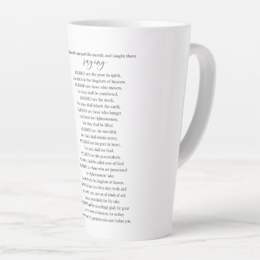 Tasse Latte Les Béatitudes Matthieu 5:2-12 Écriture biblique (Angle droit)
