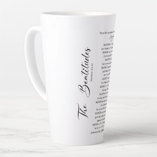 Tasse Latte Les Béatitudes Matthieu 5:2-12 Écriture biblique (Angle gauche)