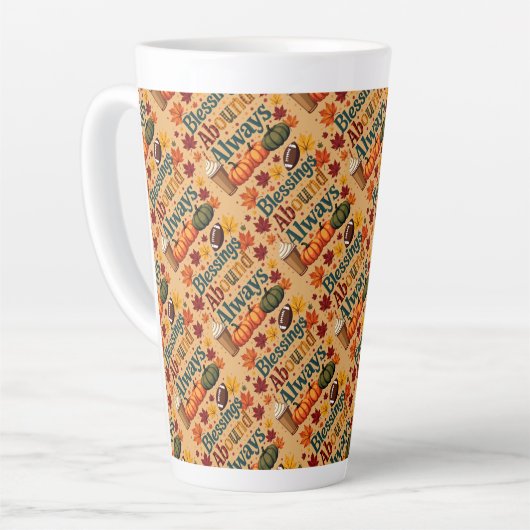 Tasse Latte Les Bénédictions Abondent Toujours Design Automne (Angle gauche)