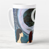 Tasse Latte Les femmes regardent l'oeuvre d'art de la lune (Angle gauche)