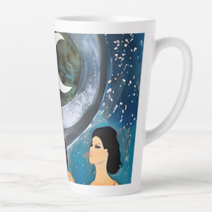 Tasse Latte Les femmes regardent l'oeuvre d'art de la lune