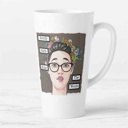 Tasse Latte Les filles nerds dominent le monde (Droite)