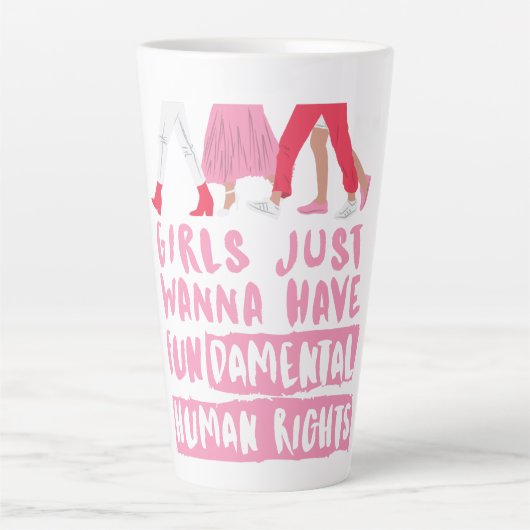 Tasse Latte Les filles veulent des droits fondamentaux Word Ar (Devant)