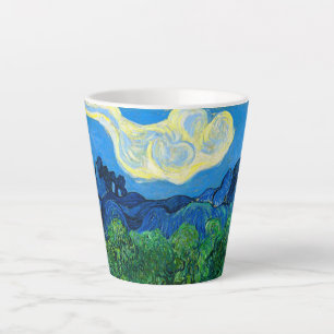 Tasse Latte Les oliviers de Van Gogh dans un paysage montagneu