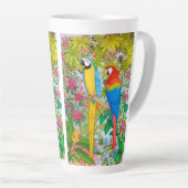 Tasse Latte Les perroquets macaw dans la jungle (Angle droit)