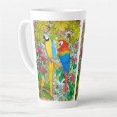 Tasse Latte Les perroquets macaw dans la jungle (Angle gauche)
