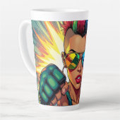 Tasse Latte Lesbienne LGBT Mohawk Uppercut Pop Art (Angle gauche)