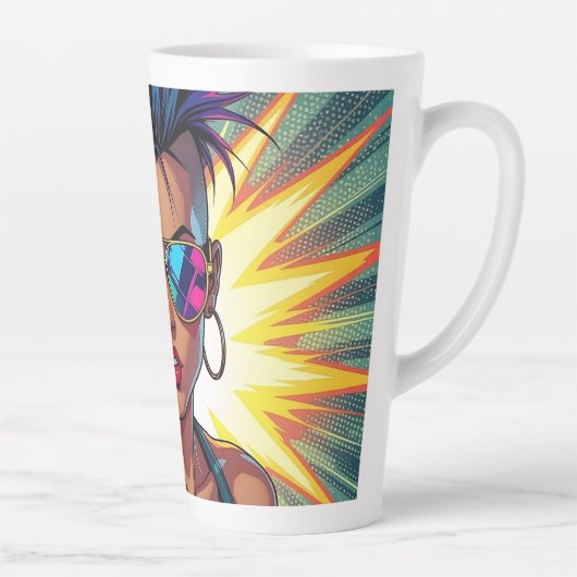 Tasse Latte Lesbienne LGBT Mohawk Uppercut Pop Art (Droite)