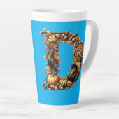 Tasse Latte Letter D Thanksgiving style gift  (Angle droit)