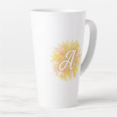 Tasse Latte Lettre A Tournesol Nom Monogramme Initiale (Angle droit)