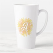 Tasse Latte Lettre A Tournesol Nom Monogramme Initiale (Droite)