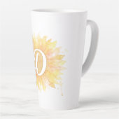 Tasse Latte Lettre D Tournesol Monogramme Initial Nom (Angle droit)