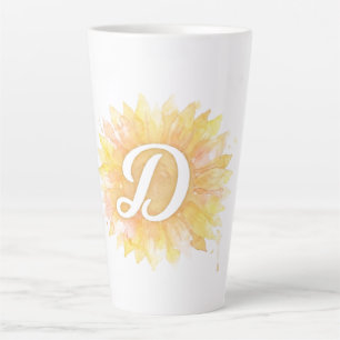 Tasse Latte Lettre D Tournesol Monogramme Initial Nom