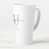 Tasse Latte Lettre de script oncle Élégant U Monogram Storm Bl (Angle droit)