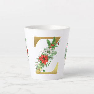 Tasse Latte Lettre en latte de Noël monogramme Mug-or