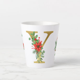 Tasse Latte Lettre en latte de Noël monogramme Mug-or
