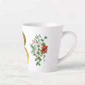 Tasse Latte Lettre en latte de Noël monogramme Mug-or (Droite)