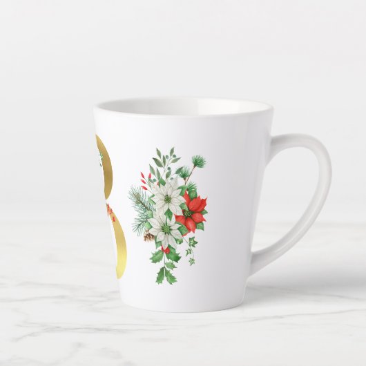 Tasse Latte Lettre en latte de Noël monogramme Mug-or (Droite)