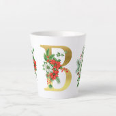 Tasse Latte Lettre en latte de Noël monogramme Mug-or (Devant)