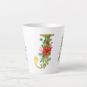 Tasse Latte Lettre en latte d'or de Noël monogramme