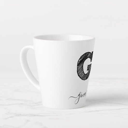 Tasse Latte LETTRE G MONOGRAPHIQUE D'ÉCRAN RÉtro (Angle gauche)