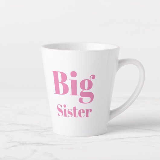 Tasse Latte LETTRE GRANDE SOEUR Pink blanche (Droite)