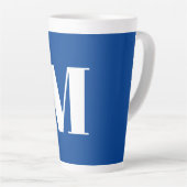 Tasse Latte LETTRE INITIALE Bleu Profond Monogramme Moderne De (Angle droit)