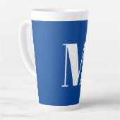 Tasse Latte LETTRE INITIALE Bleu Profond Monogramme Moderne De (Angle gauche)