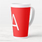 Tasse Latte Lettre initiale du monogramme rouge professionnel (Angle droit)